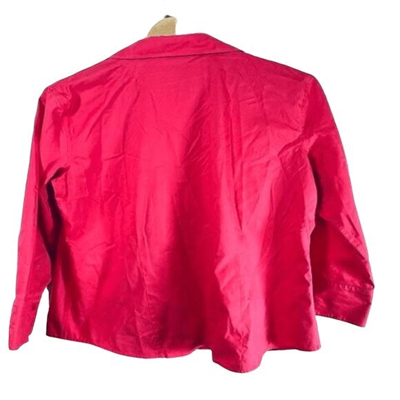 Chico’s no iron 3/4 sleeve fuchsia pink pleated boxy swing button down 3.5 18 XL - Picture 2 of 10